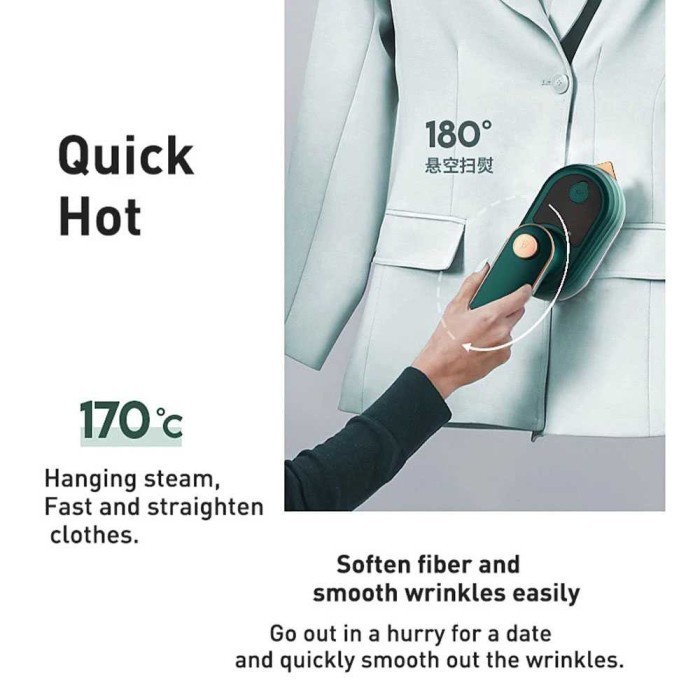 Setrika Uap Setrika Uap Mini Putar Portable Travel Steamer Ironing Handheld TH2810(T4L6) Setrika 2in