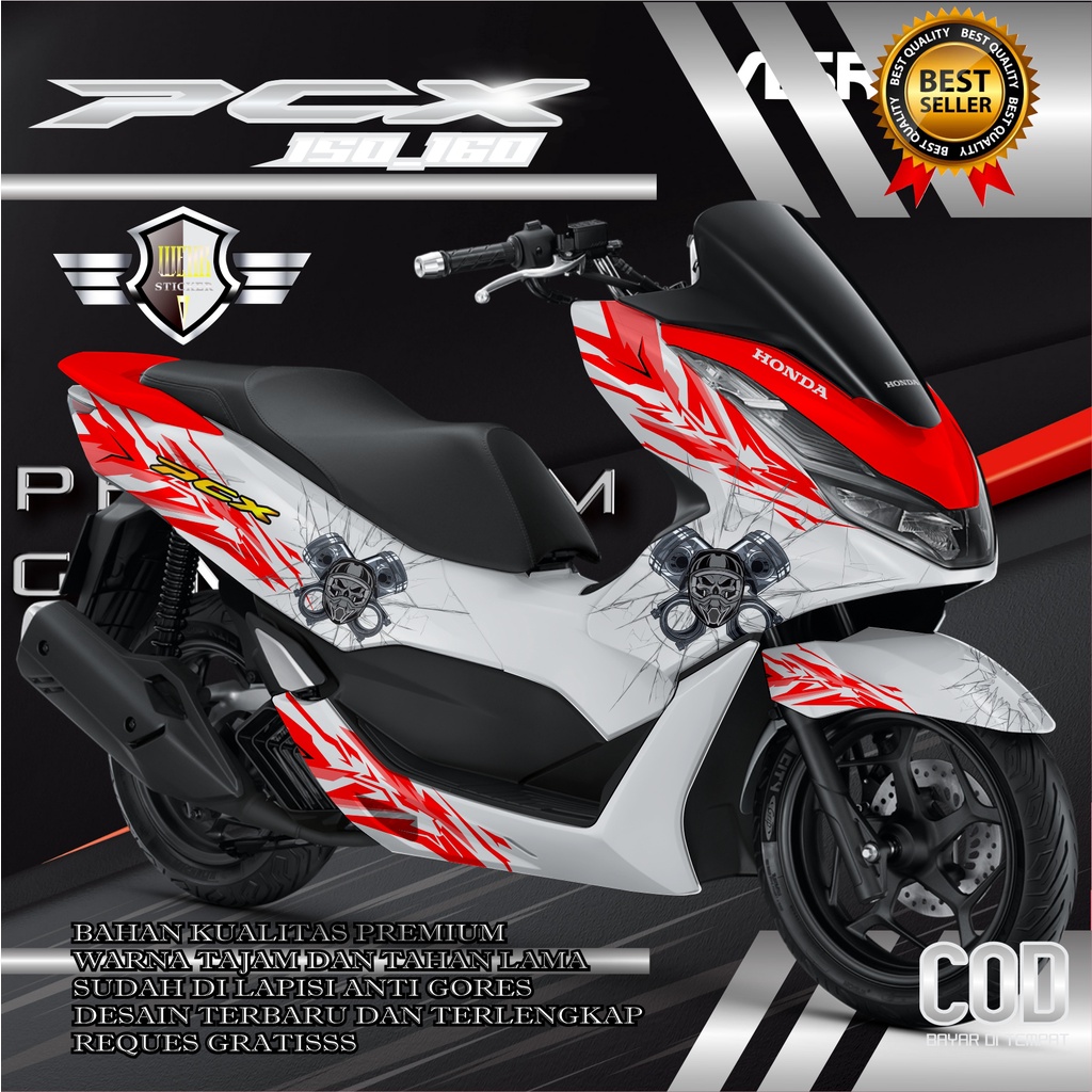 DECAL STICKER PCX 150_160 PUTIH ABSTRAK Terlaris