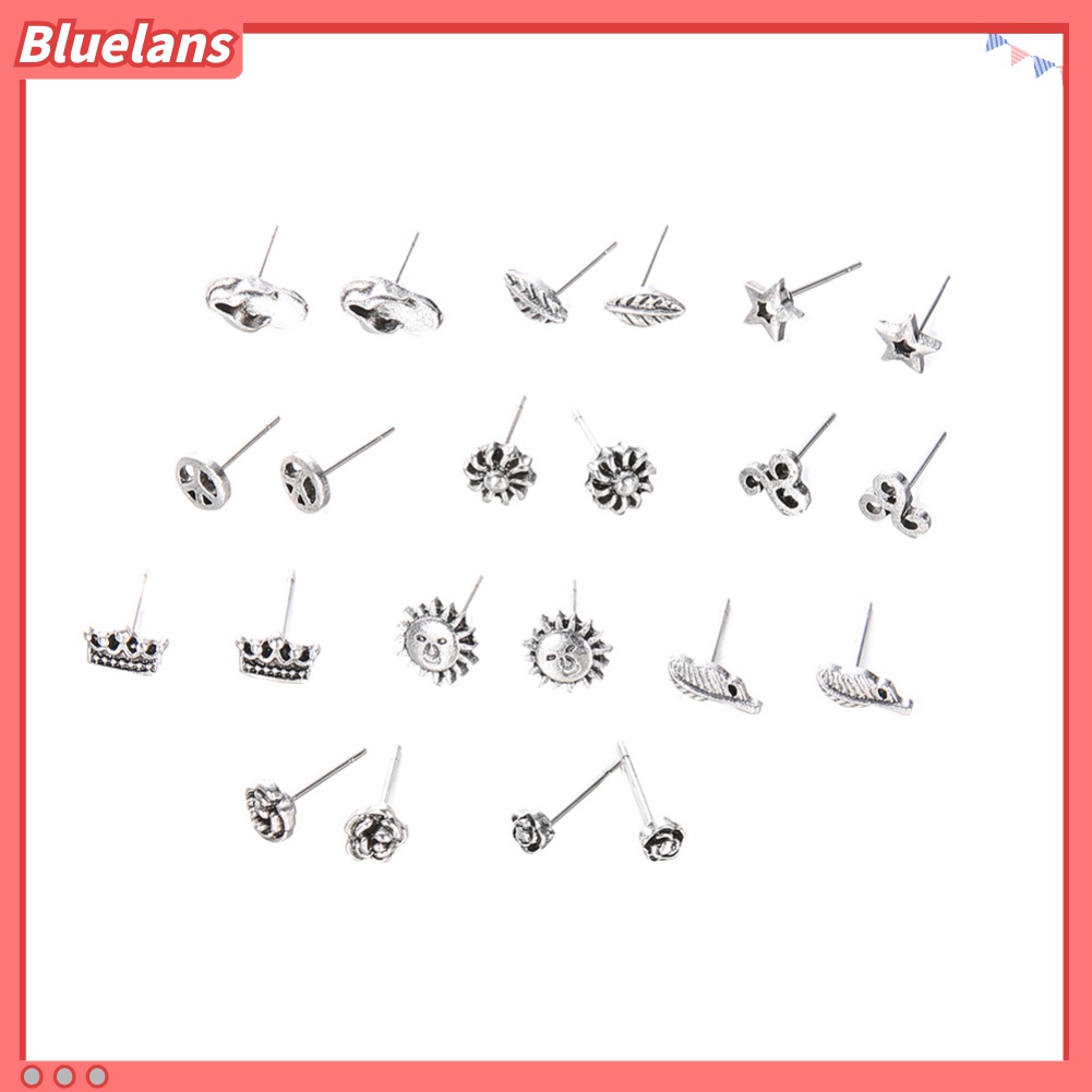 11 Pasang / Set Anting Stud Bentuk Bunga Daun Kecil Gaya Bohemia Untuk Wanita