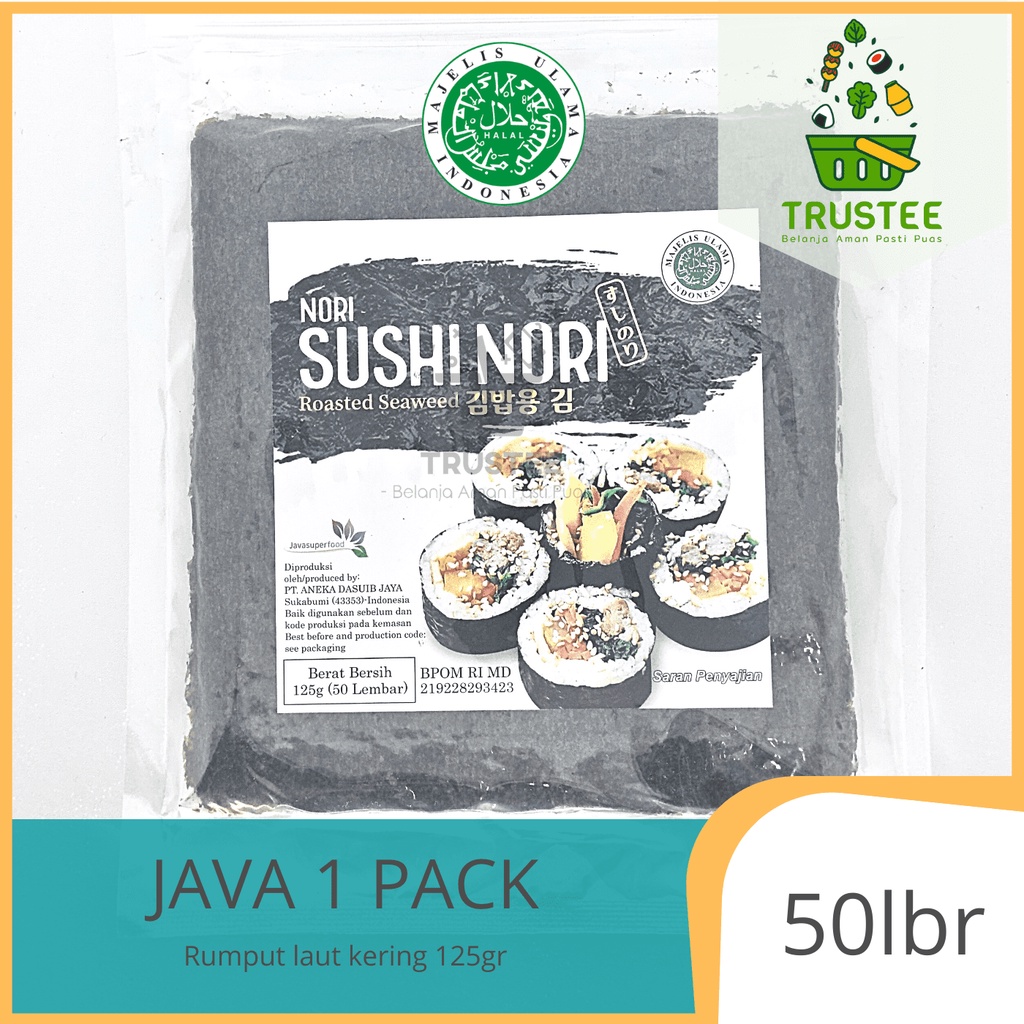 JAVA Yaki Sushi Nori - Roasted Seaweed - Rumput Laut Panggang kemasan 50 lbr