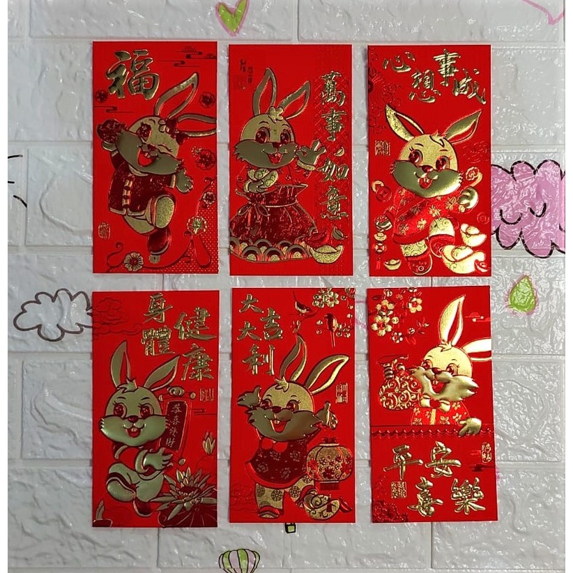 

Angpao Imlek Shio Kelinci Terbaru LL2021 Besar Bahan Kertas Dove Emboss Emas Premium Mengkilap Isi 6 Lembar Mix Sesuai Gambar