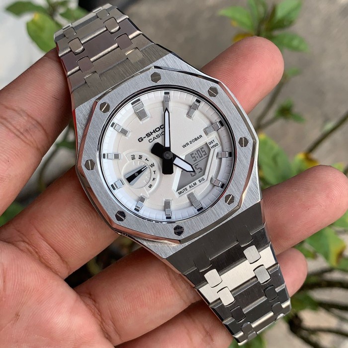 Jam Tangan G-Shock GShock GA-2100 GA2100 White Original Silver Gen3