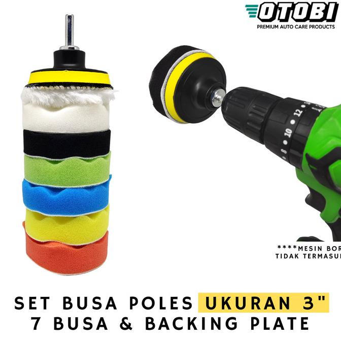 Sponge Polishing 3" inch 8pcs / Busa Poles Mobil Bor Motor Set Pad M10
