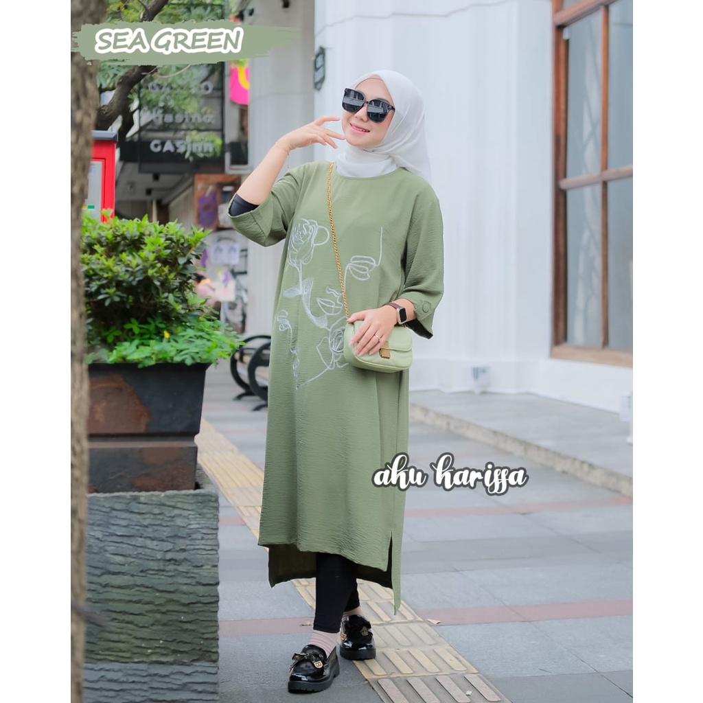 MIDI CLOTH MIAW ROSE AKU KARISSA NEW ARRIVAL cringkel premium BAJU HOMEDRESS STREET STYLE CASUAL LUX KRINGKEL MOTIF CAT KUCING MAWAR