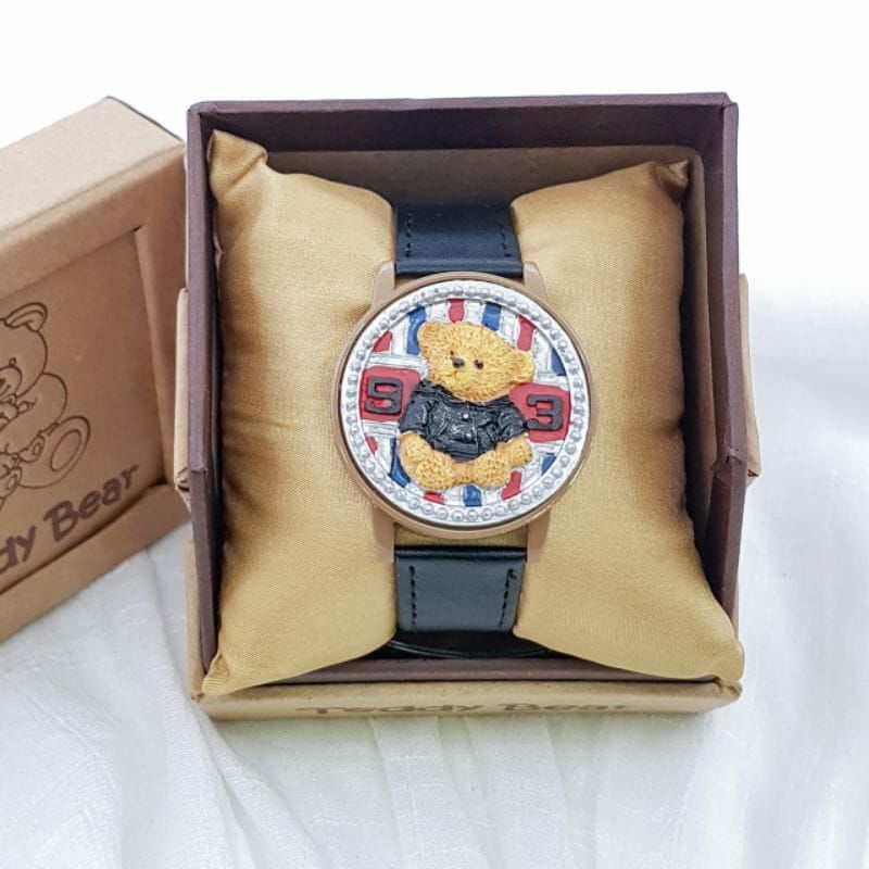 Jam Tangan Teddy Bear Kulit Terlaris Pria Wanita Fashion Bisa COD