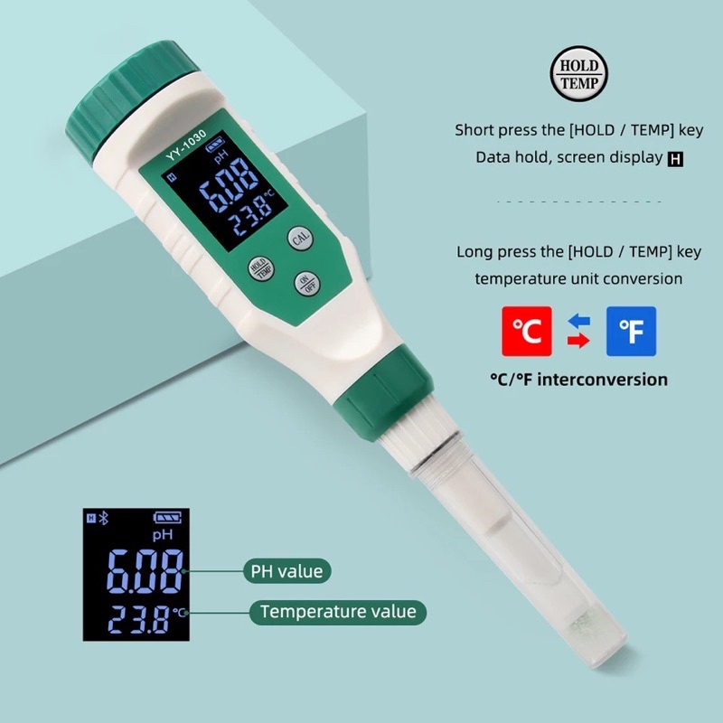 YY-1030 Bluetooth pH Meter Digital Akurasi Tinggi Untuk Makanan Keju Daging Dll