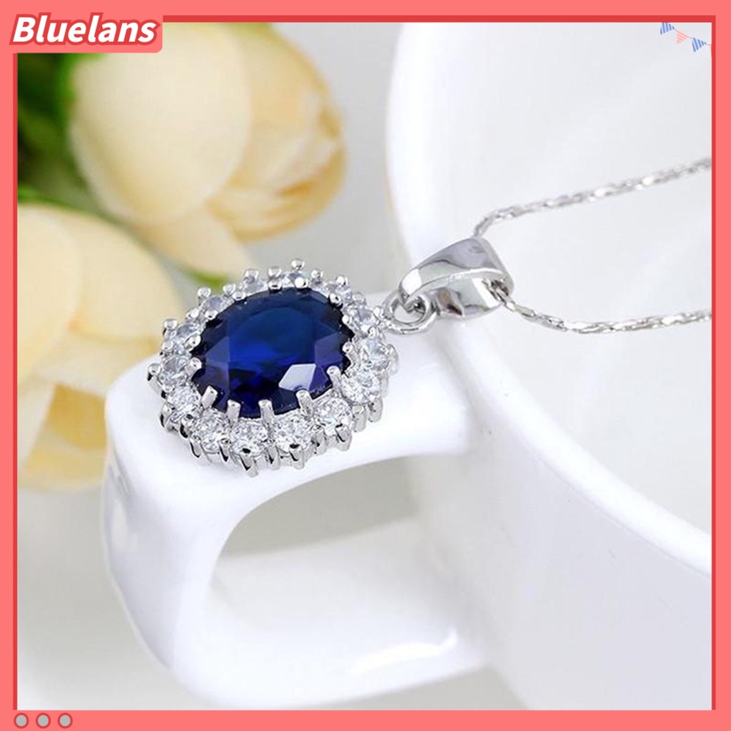 [bluelans]Fashion Faux Gemstone Rhinestone Pendant Necklace Stud Earrings Jewelry Gift