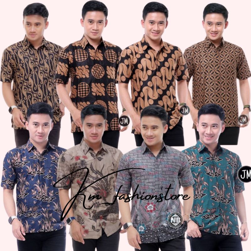 BSWART Batik HRB026 kenongo Hem Pendek anjani biru Pekalongan M L XL XXL Batik Pria MURAH Modern Grosir