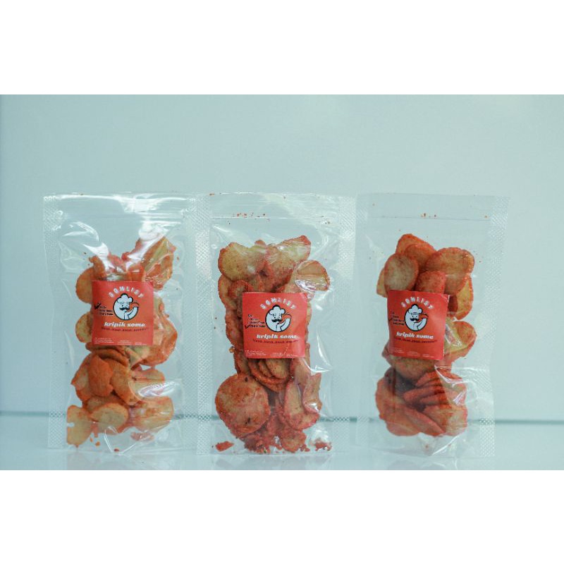 

KERIPIK SIOMAY / KERIPIK SOME (SNACK CEMILAN) RASA BALADO, PEDAS MANIS DAN EKSTRA PEDAS 30g