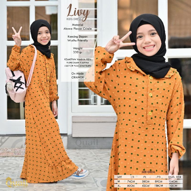 Dress Anak Perempuan Crinkle LIVY Original Quail Hijab