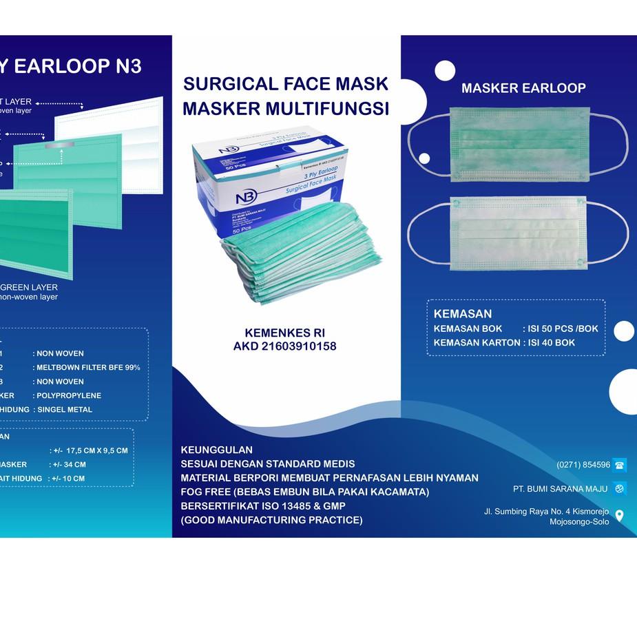 [KODE 7I8HL] MASKER MEDIS MASKER EARLOOP N3 SURGICAL FACE MASK TANPA PENGAIT