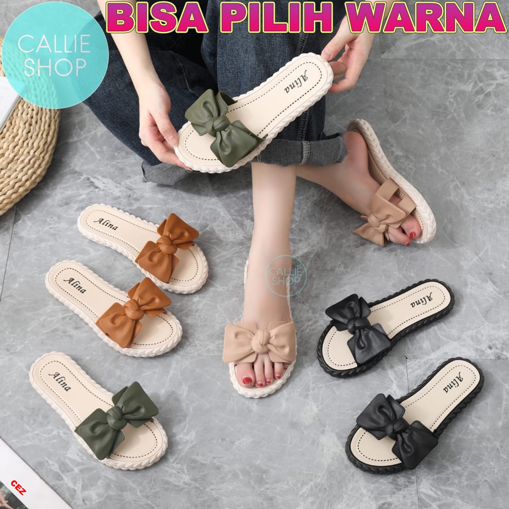 Sandal Wanita Selop Pita Simpul Cantik Jelly Alina 865-A2 SLPTSMPL