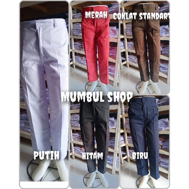 seragam SD celana panjang putih SD Celana panjang merah SD Celana panjang hitam SD Celana panjang biru SD Celana panjang coklat SD Celana panjang Pramuka sd