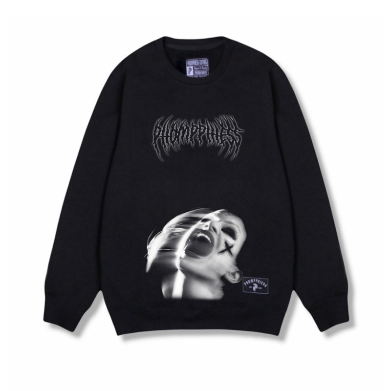 PHOMPPHIESS Sweater Crewneck Sablon Metal Crewneck Pria Wanita