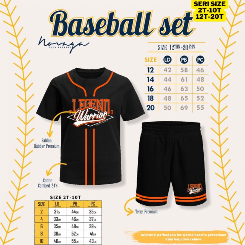 Set Oblong Teen fenomenal series Baseball novaga size remaja 12-20T atau dewasa size kids dan junior / set baseball novaga