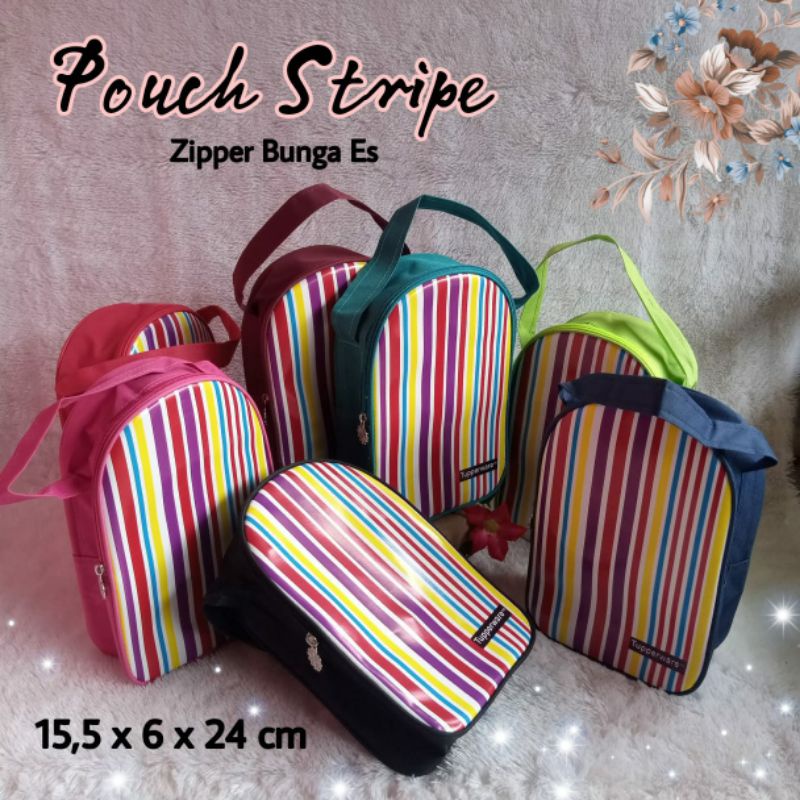 Stripe Wallet Tupperware / Tas kosmetik  ( Resleting  Bunga Es Tupperware )