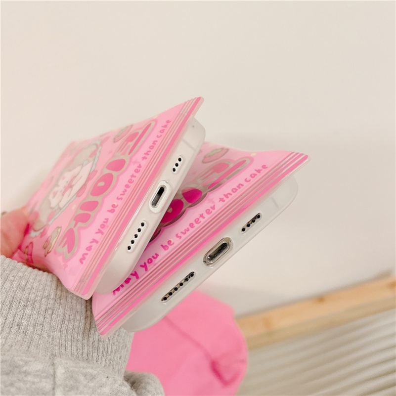 Soft Case Silikon Glossy Motif Kartun Kelinci Untuk iPhone 14 13 12 11 Pro Max X Xr Xs Max 8 7 6 6s Plus SE 2020