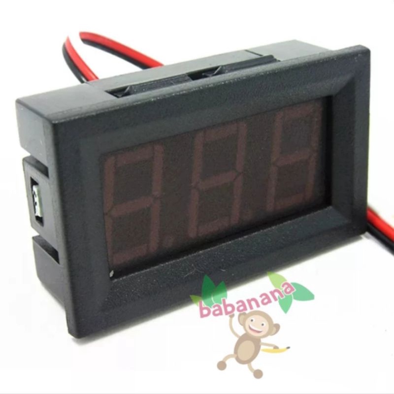 Voltmeter DC 0V - 100V 3 kabel dengan frame volt meter hijau