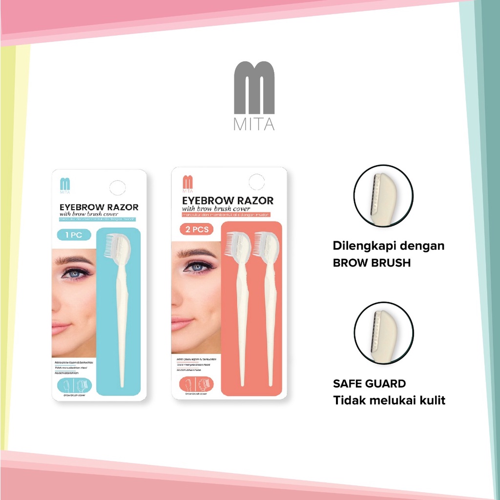 MITA 2 in 1 Alat Cukuran Alis atau Bulu Wajah dengan Sisir Alis/ Eyebrow Razor With Comb/ isi 1 dan 2