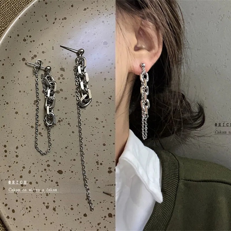 Perhiasan Trendy Anting Tusuk Rumbai Rantai Alloy Korea Untuk Wanita