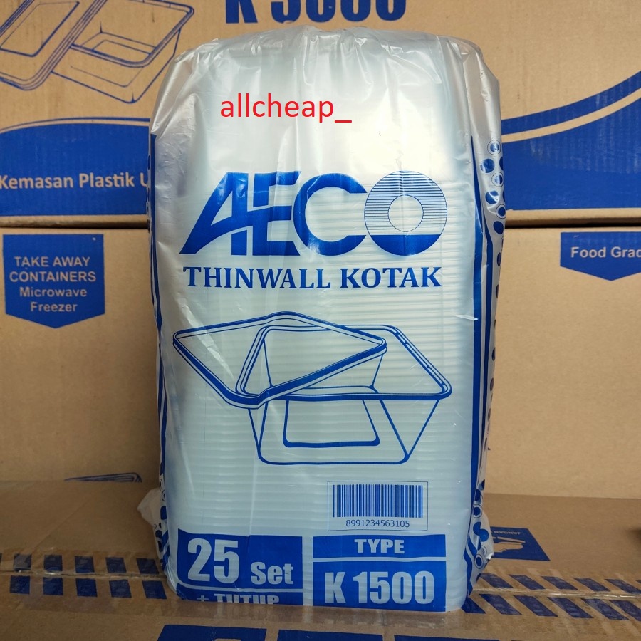 THINWALL KOTAK WADAH MAKAN TEMPAT BOX MAKAN MICROWAVE AECO K1500 25PCS