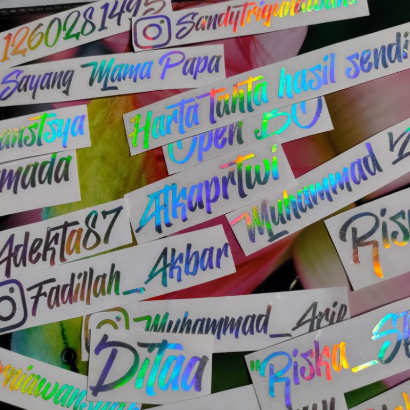 PROMO!! CETAK STIKER HOLOGRAM CUTTING CUSTOM NAMA (BISA REQUEST SEMAUNYA).