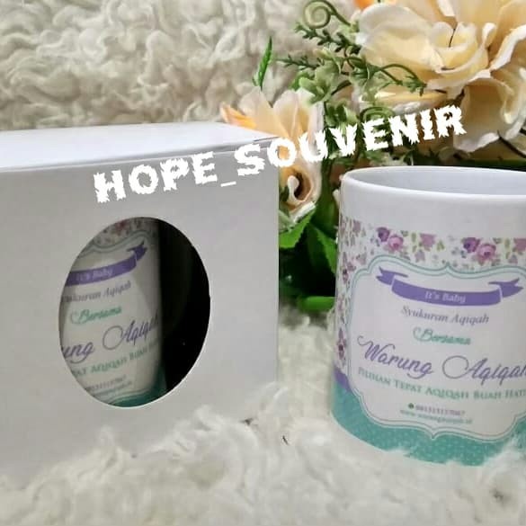 Souvenir Hampers Paket Mug Ultah & Kemasan Box Dus Doos Putih atau Coklat Costum Request
