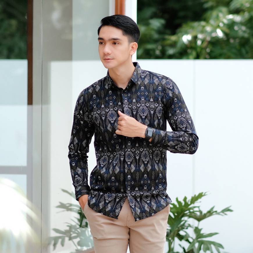 Menfashionhouse Kemeja Batik Pria Modern Premium Lengan Panjang Cowok Murah Berkualitas