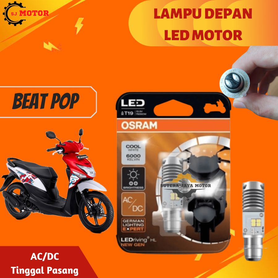 LAMPU DEPAN LED MOTOR HONDA BEAT POP OSRAM LAMPU UTAMA BEAT AC/DC