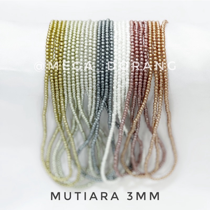 Mutiara Berat / Mutiara Sintetis 3mm / Mutiara Renteng Kaca /Mutsin kaca 3mm -Special Colour