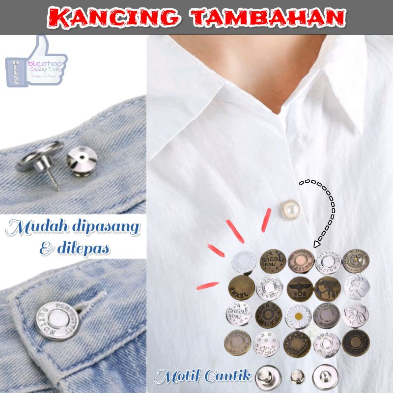 Kancing Pengecil Kancing Tambahan Kancing Celana &amp; Baju