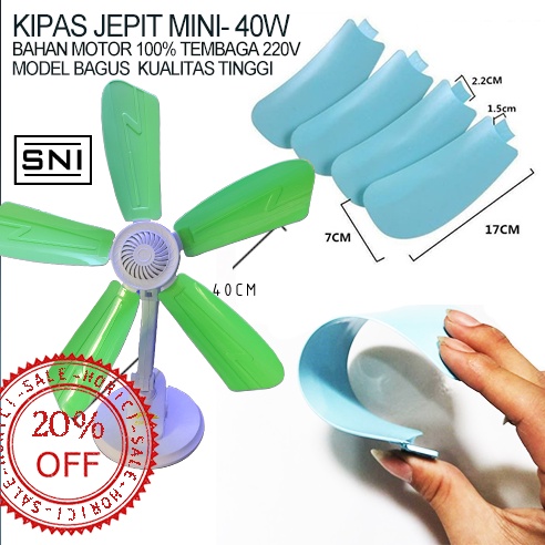 MURAH 40W Mini Fan KIPAS JEPIT MINI/ KIPAS JEPIT DINDING MEJA 5 BALING-BALING Bahan Motor: 100% Tembaga