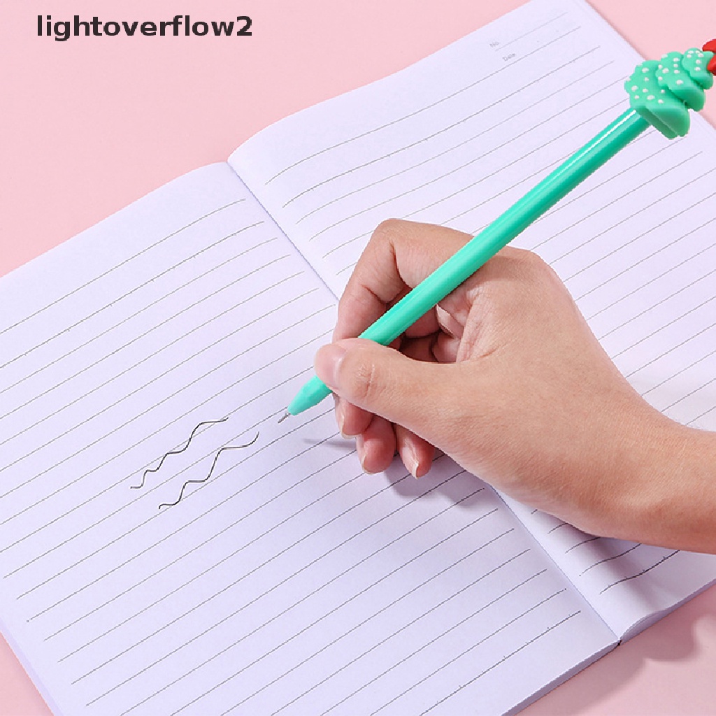 (lightoverflow2) 1pc Pulpen Gel Motif Kartun Santa Claus / Rusa Natal Untuk Anak Laki-Laki / Perempuan