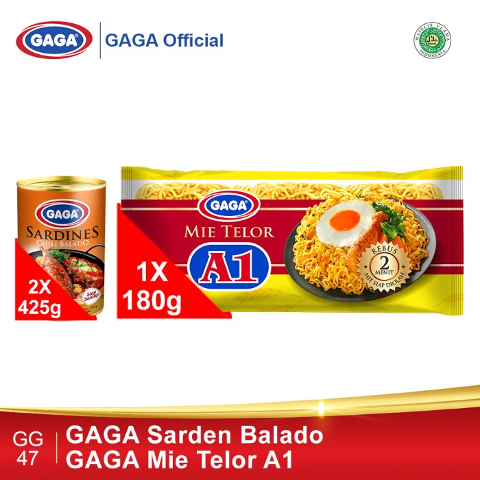 

[COD] GAGA Sarden Chili Balado 425g 2pcs GRATIS 1pc Mie Telor A1 (kode47)