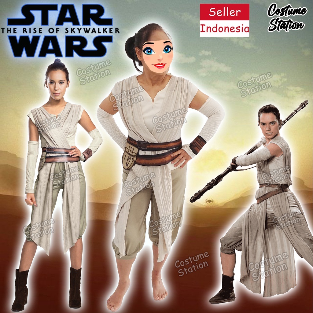 Kostum Star Wars Rey Skywalker White / Costume The Last Jedi dewasa wanita