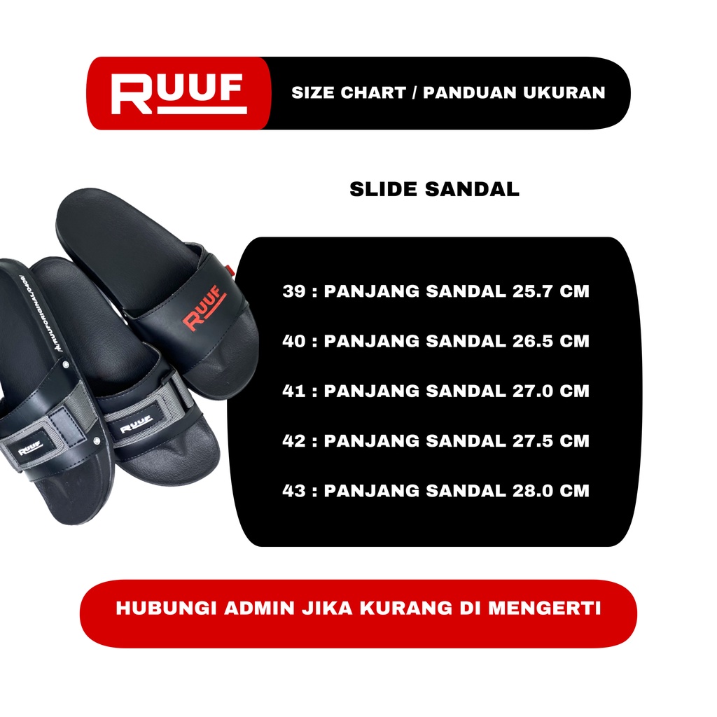 Ruuf - 0809 SS Sandal Slide Pria - Black Combination