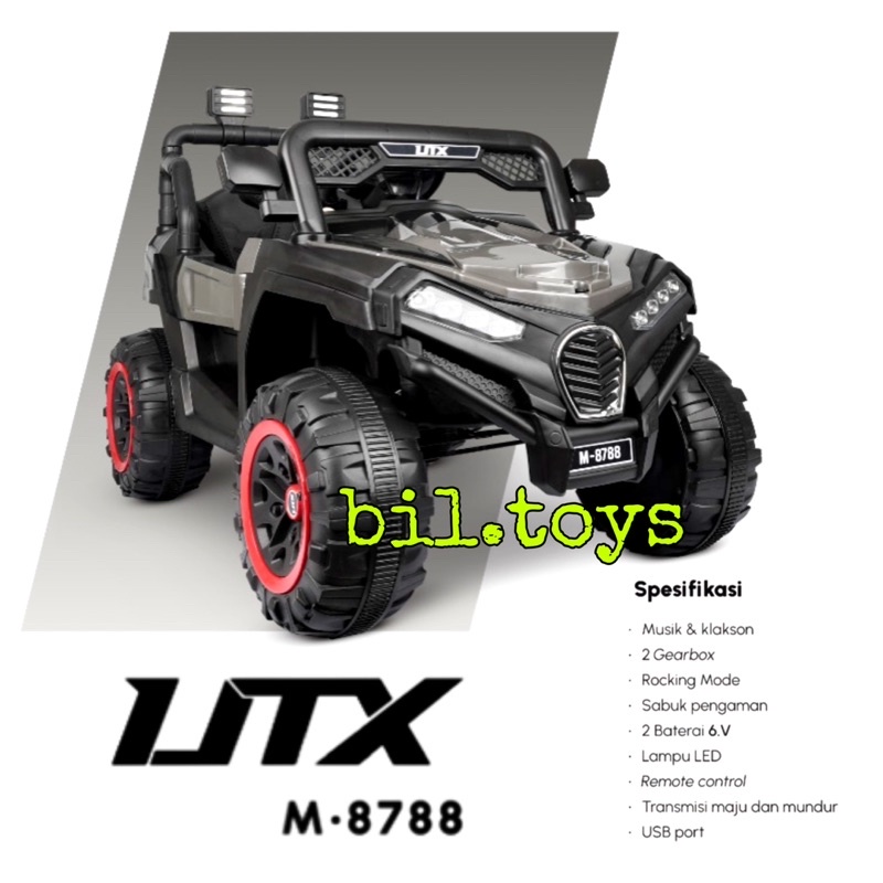 MAINAN MOBIL AKI ANAK 12VOLT UTV UTX PMB 8788 EJP7704 BISA MANUAL DAN REMOTE UTX M8788