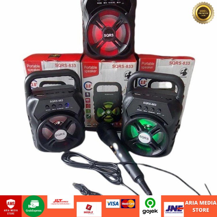 Promo Flash Sale Speaker Bluetooth Wireless SQRS-663 Bonus Mic Karaoke Speaker Mic RS663 Original