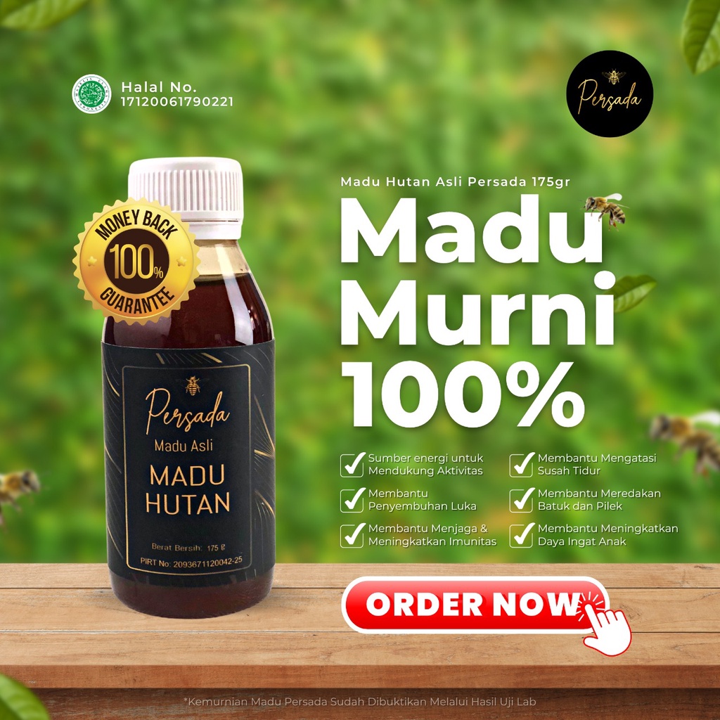 

MADU HUTAN PERSADA 175 GRAM || OBAT BATUK, PENYEMBUH LUKA, MADU HUTAN MURNI 100%
