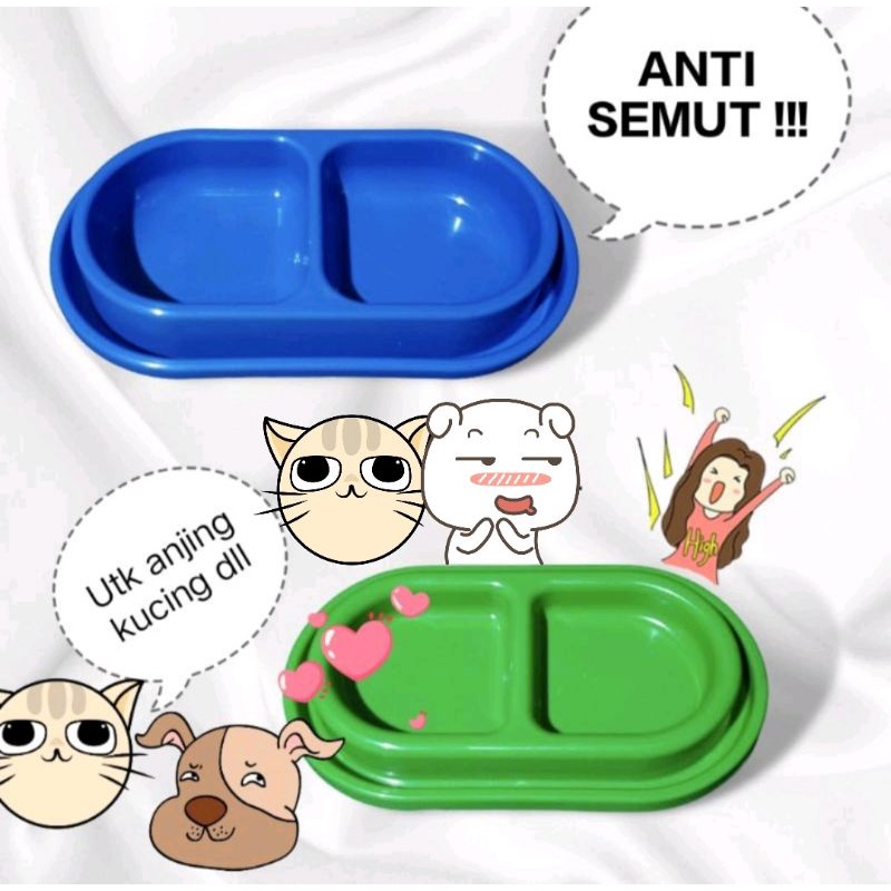 Tempat makan Kucing double anti semut tebal