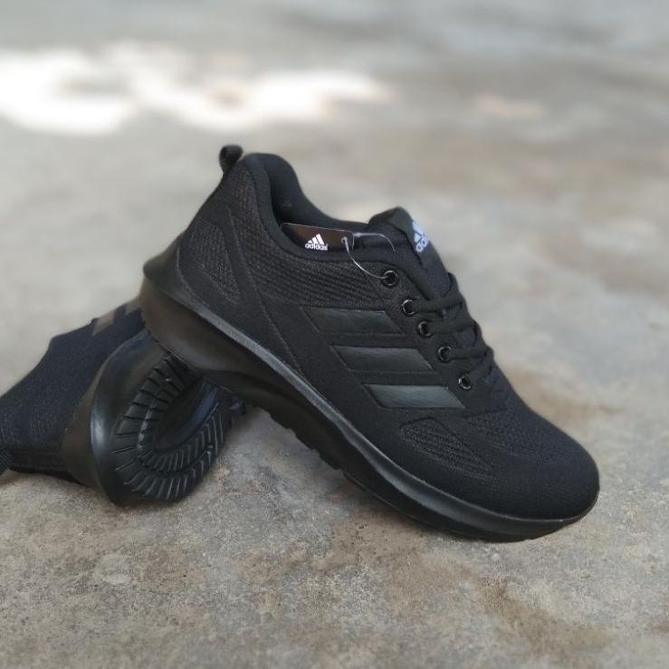 Murah Banget Sepatu Sekolah Adidas Hitam Putih - Hitam Polos Pria/Wanita Sepatu Kerja