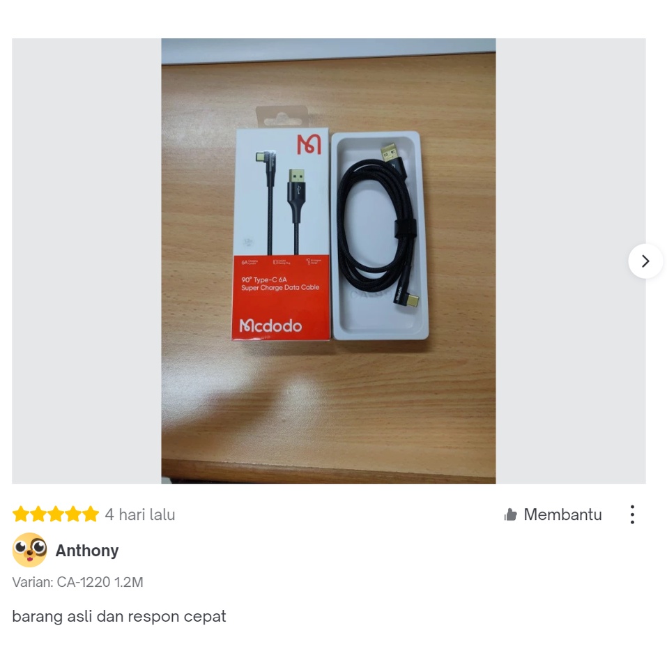 MCDODO CA122 Kabel Siku Type C Turbo Vooc Super Charge 6A Oppo Realme Samsung Huawei