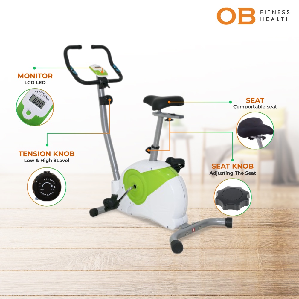 Magnetic Bike OB FIT OB-6238 Sepeda Statis Silent, LCD Monitor & Heart Rate