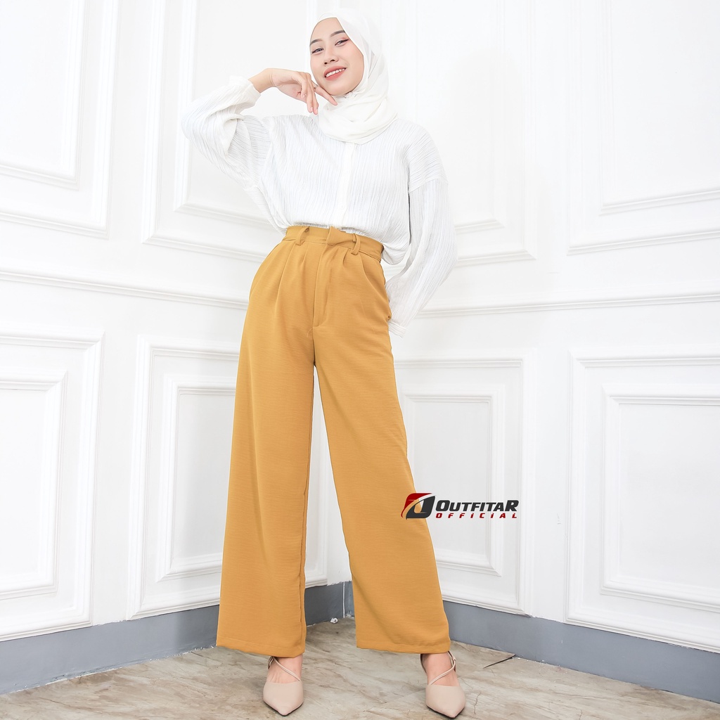 Celana Kulot Wanita Highwaist Kulot Premium Cringkle Pants