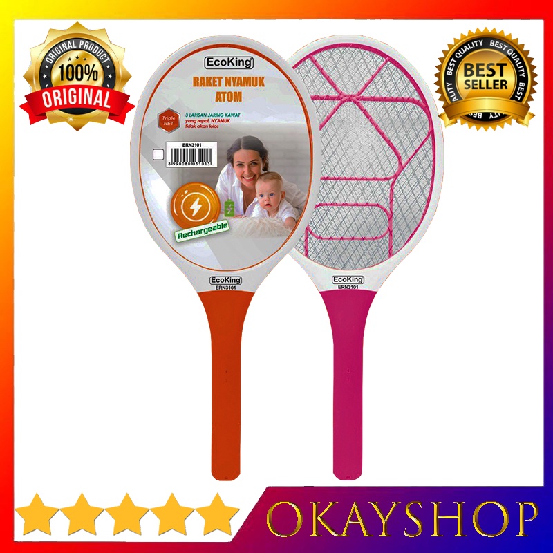 Okayshop Raket nyamuk tepokan nyamuk raket listrik type ERN3101 Ecoking
