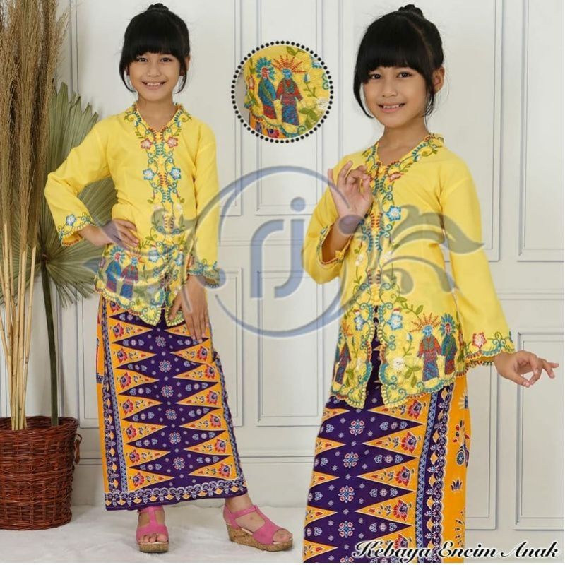 Realpict kebaya encim anak//encim anak modern//baju anak ondel2 betawi//kebay ondel2 anak