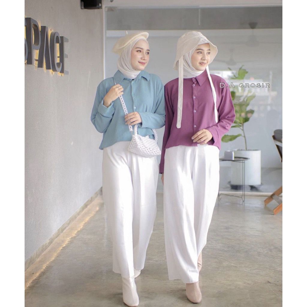 HANIN CROP KEMEJA WANITA OVERSIZE CROP POLOS PREMIUM Grosir bajuu