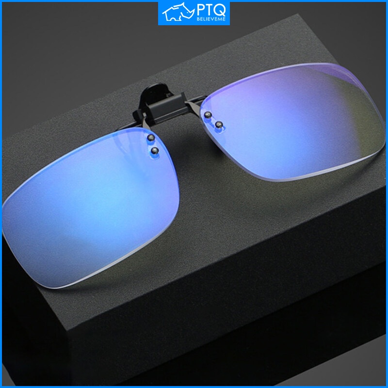 Kacamata Baca Anti Cahaya Biru PTQ untuk Pria Kacamata Klip Kacamata Baca untuk Wanita Flip Up Porta