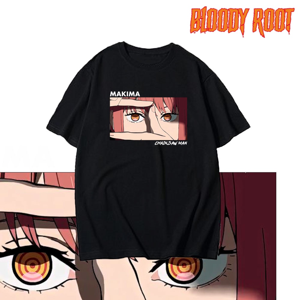 Kaos Anime Chainsaw Man Makima / T-shirt Manga Chainsaw Man Japan / Bloody Root / Rebahan Shop