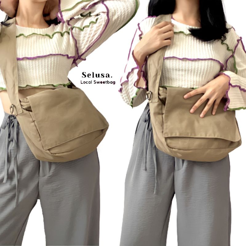 SELUSA CORLA SLINGBAG (FREE PIN AESTHETIC) | Slingbag Kanvas Premium Terbaru